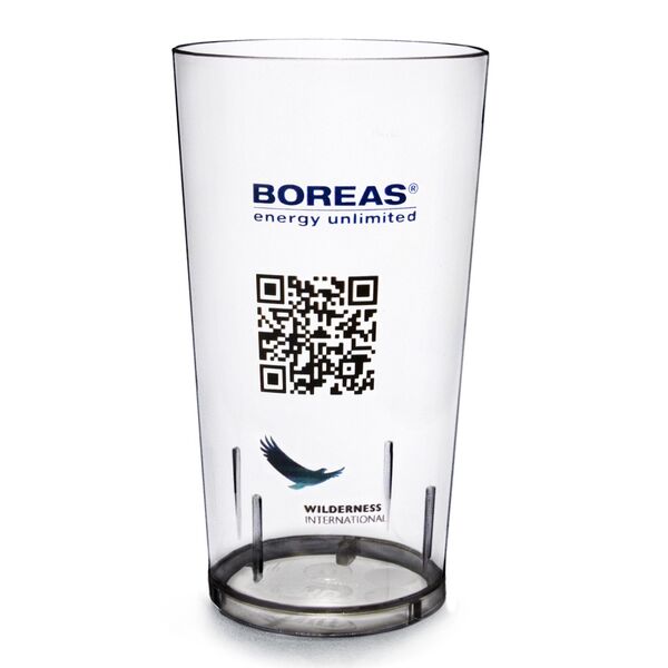 Mehrwegbecher - Druckbeispiel: Boreas QR-Code