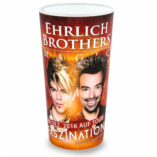 Ehrlich Brothers Mehrwegbecher mit Termin Fotodruck