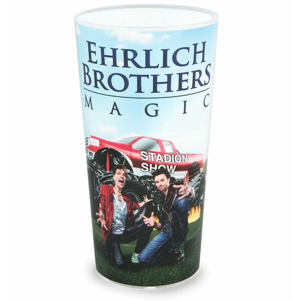 Ehrlich Brothers Mehrwegbecher mit Fotodruck, Motiv Stadion Show