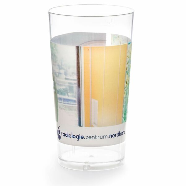 Becher mit Werbeaufdruck, Radiologie Zentrum Nordharz